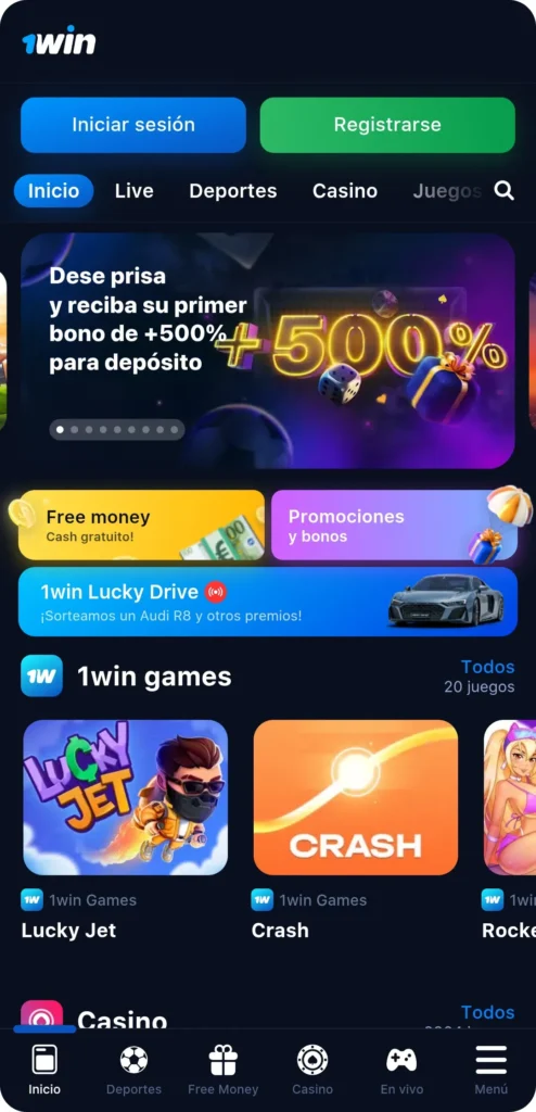 1Win Registro y Login página principal